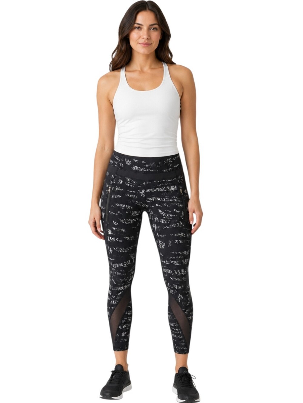 Lululemon Leggings Inspire Tight II 5 Pocket Mesh Crop Graf Black White Size 4